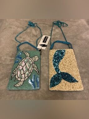 Bamboo Trading Co. Club Bag Turtle & Mermaid Beaded Crossbody